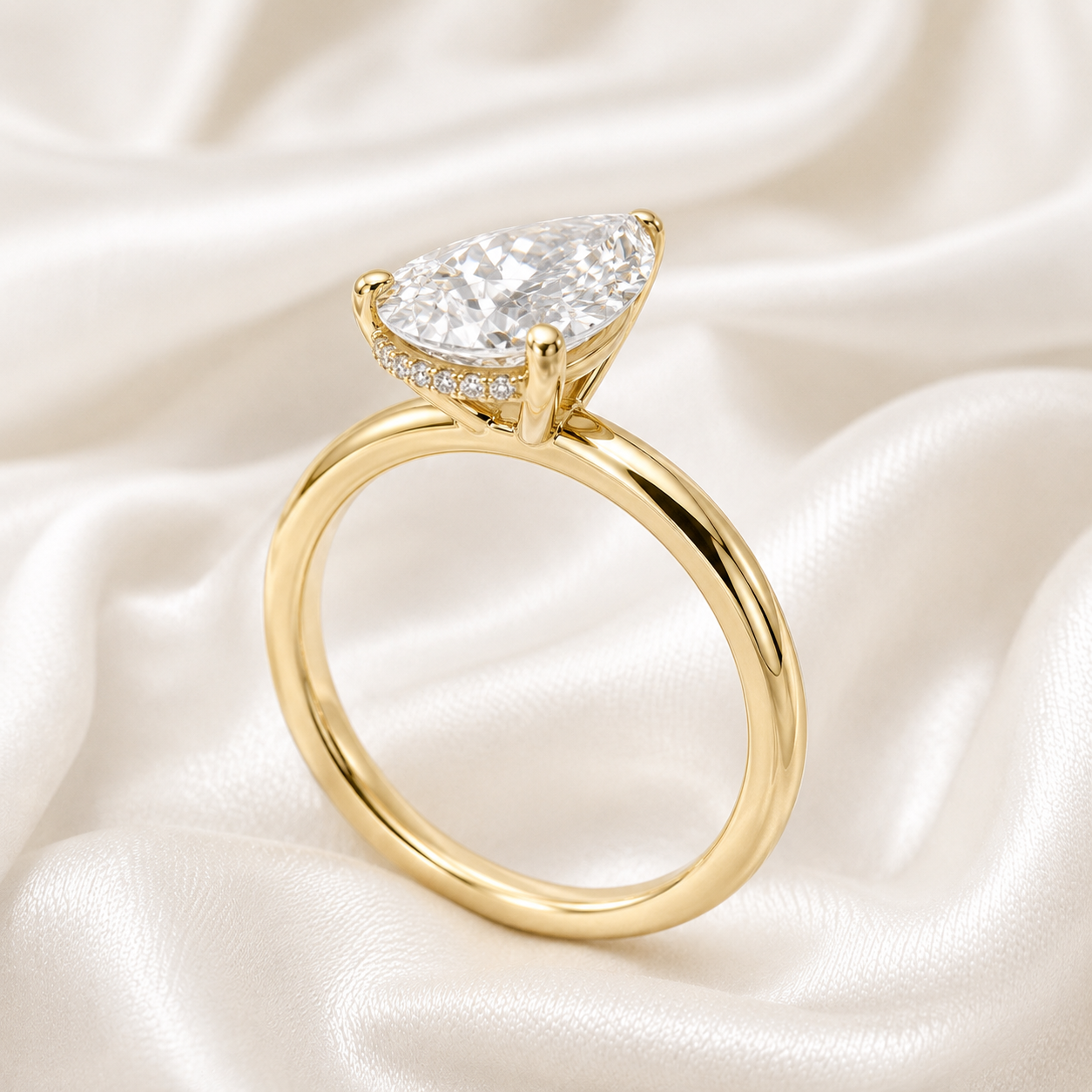 Hidden Halo Pear Engagement Ring