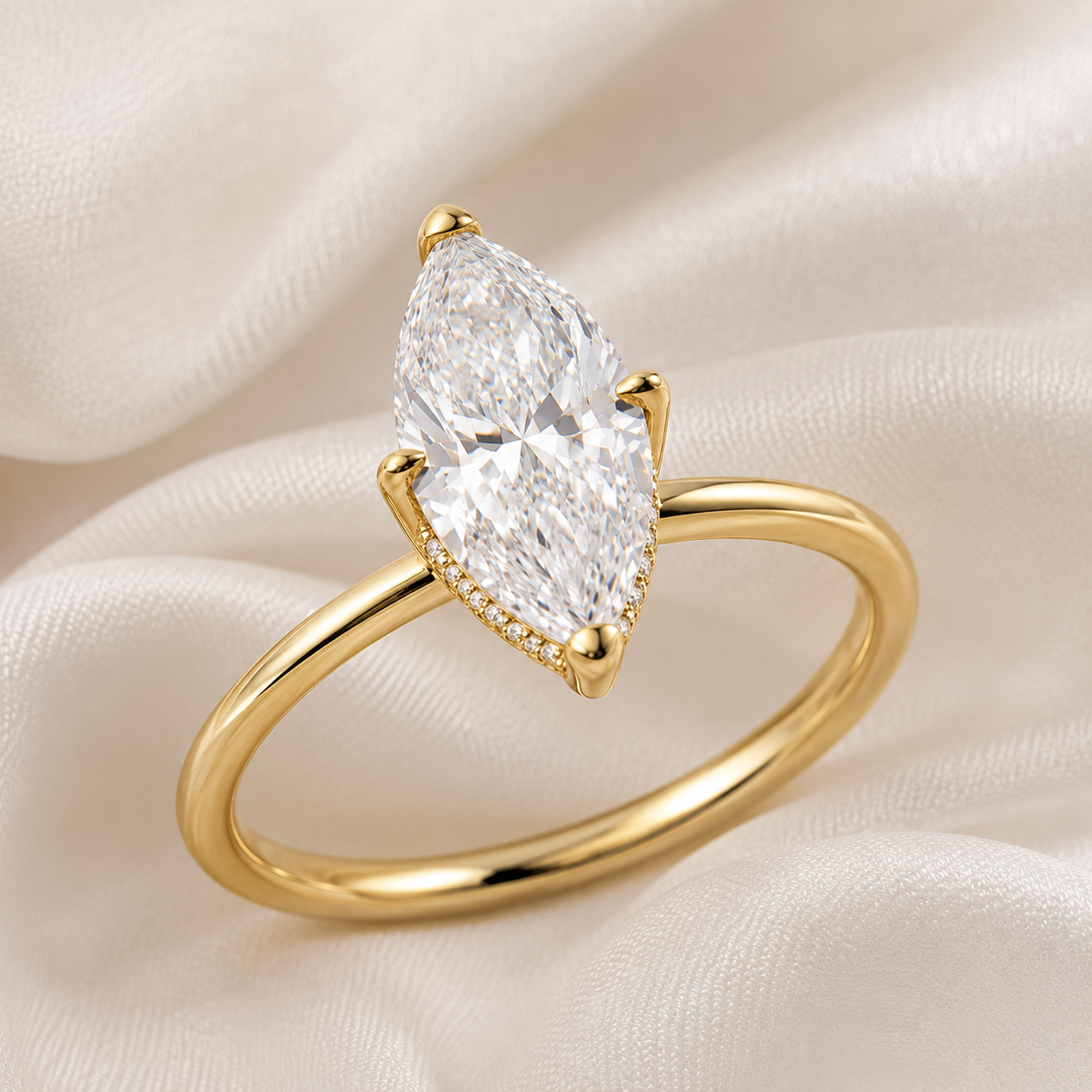 Hidden Halo Marquise Engagement Ring