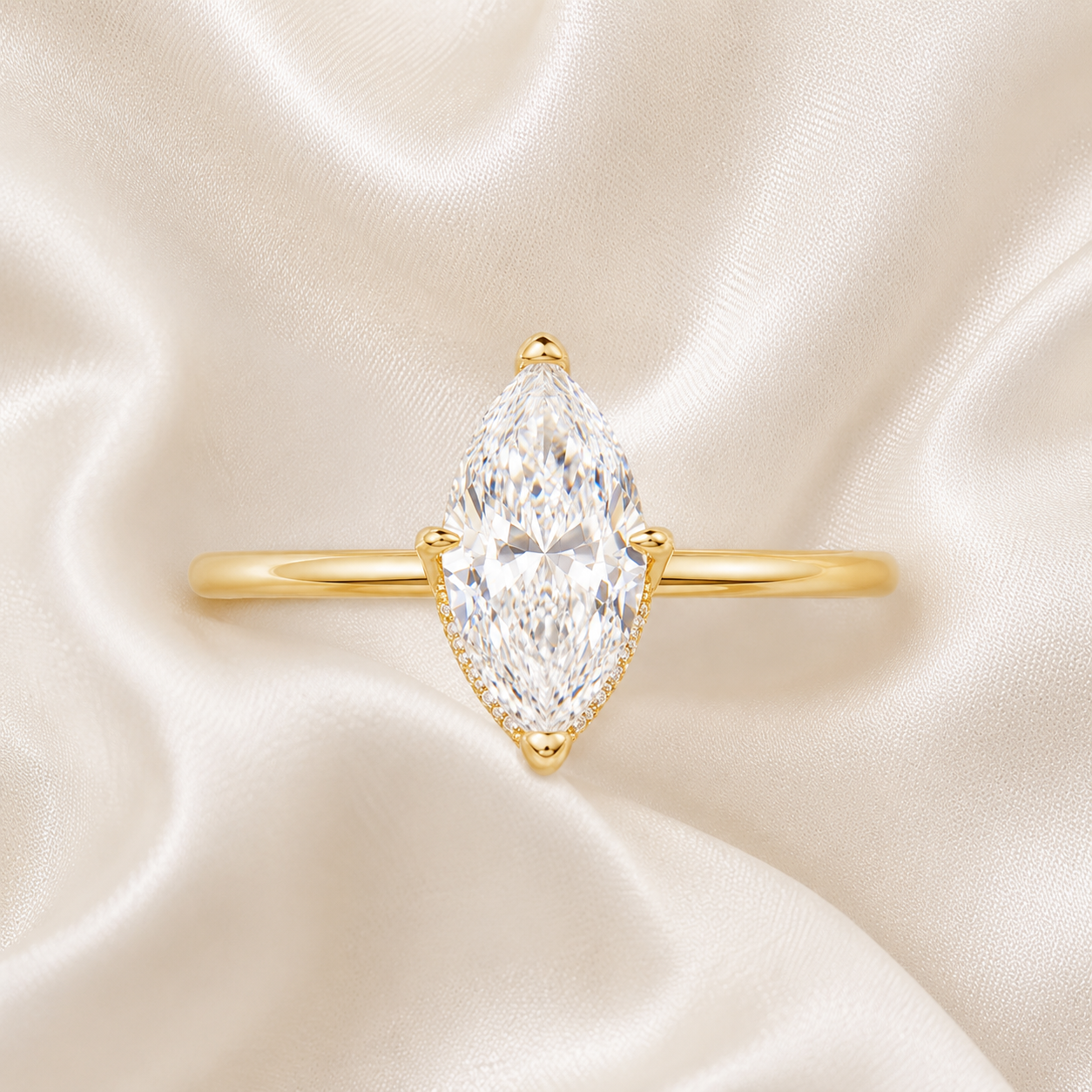 Hidden Halo Marquise Engagement Ring