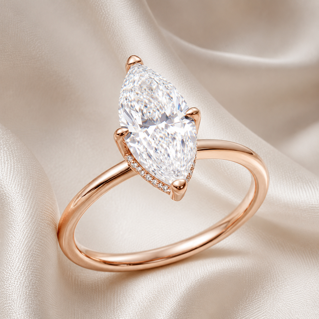 Hidden Halo Marquise Engagement Ring