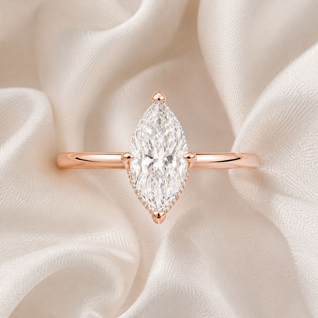 Hidden Halo Marquise Engagement Ring