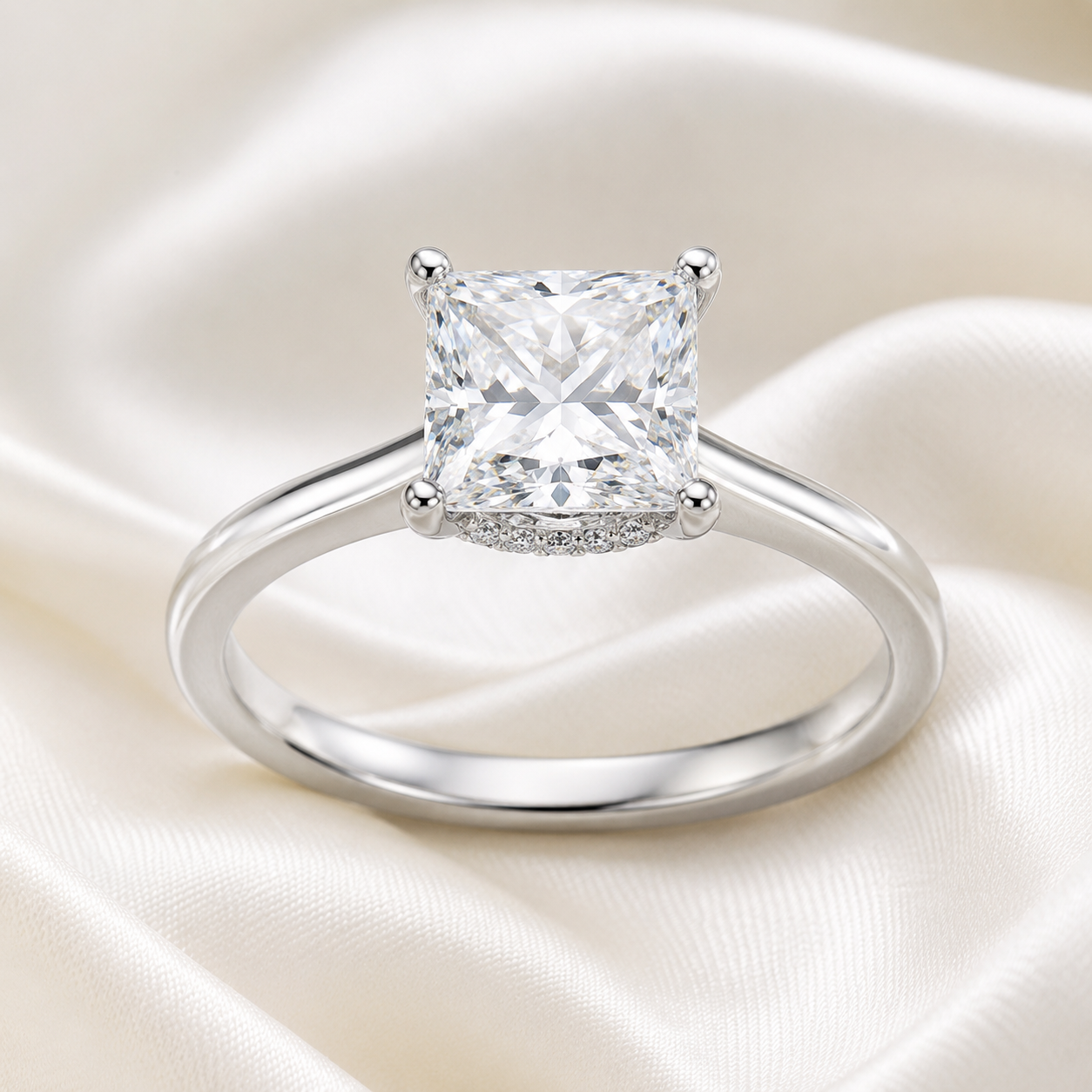 Hidden Halo Princess Engagement Ring