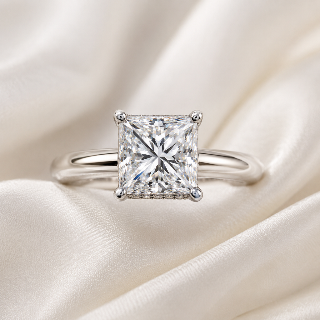 Hidden Halo Princess Engagement Ring