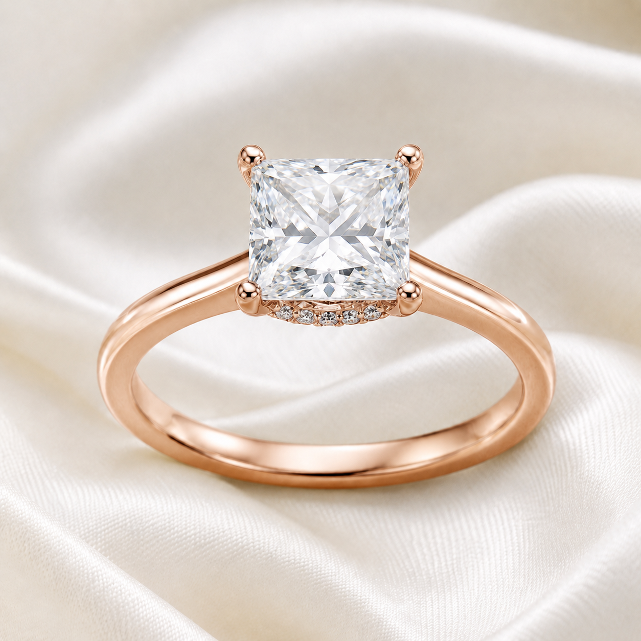 Hidden Halo Princess Engagement Ring