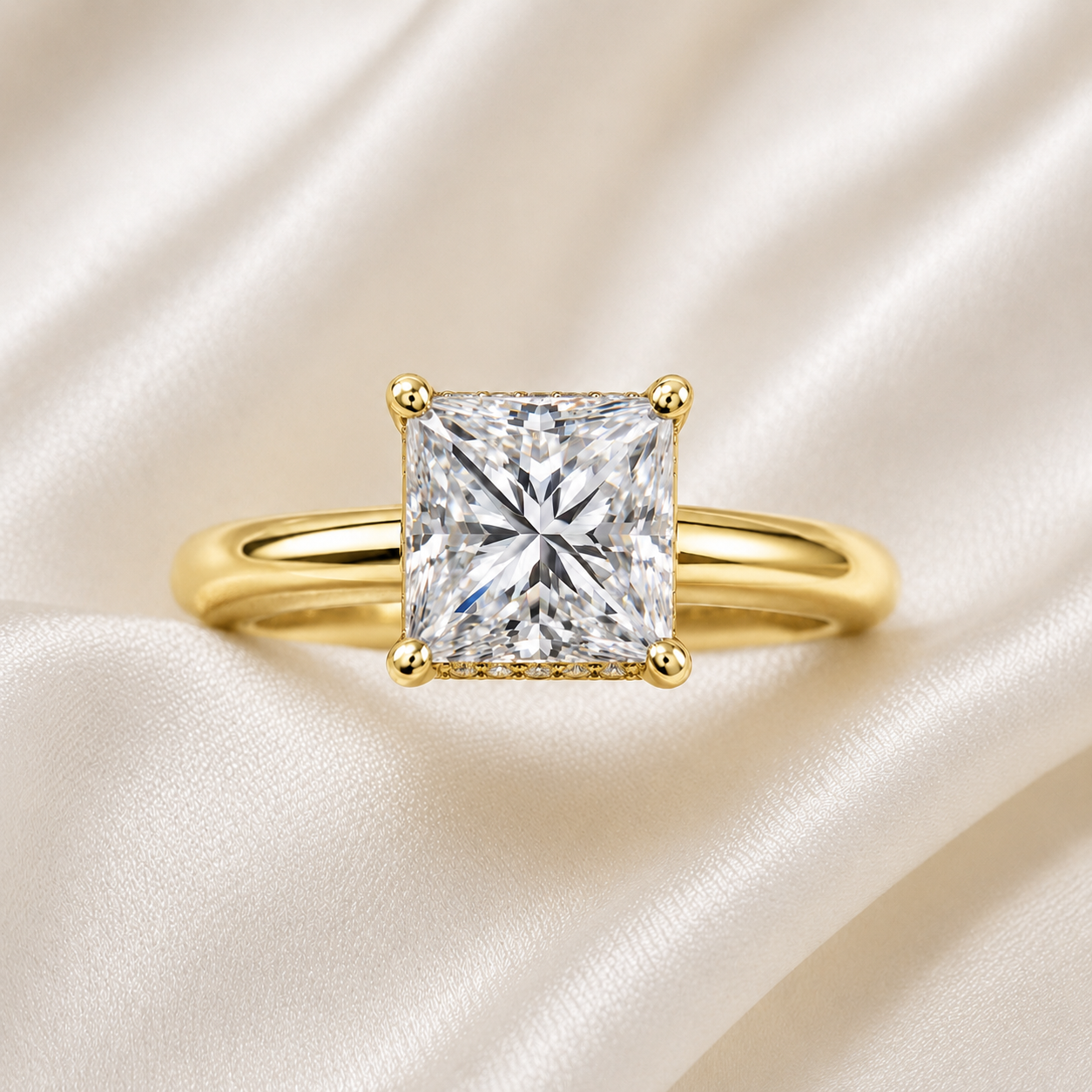 Hidden Halo Princess Engagement Ring