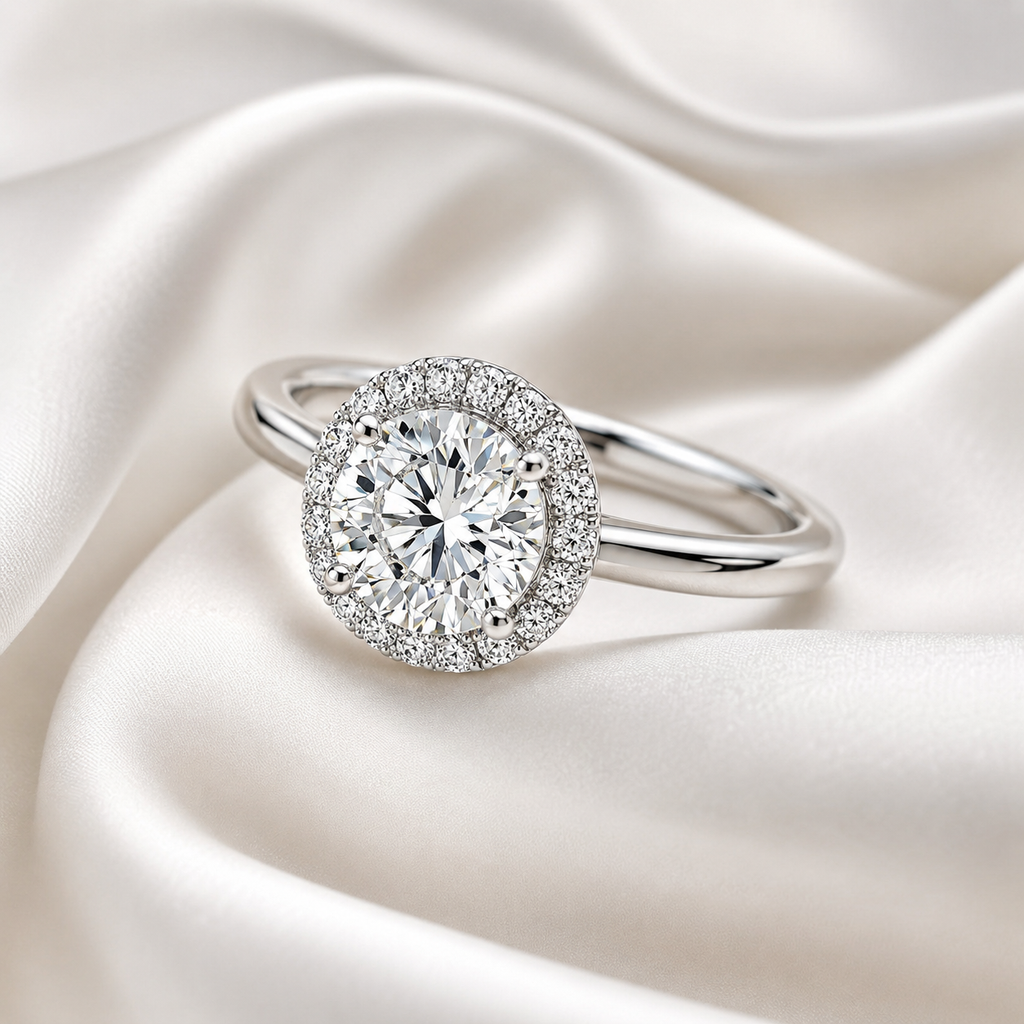 Halo Round Engagement Ring