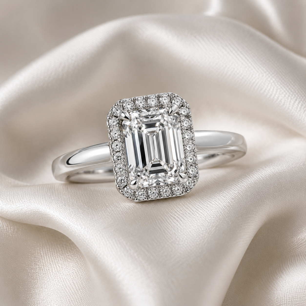 Halo Emerald Engagement Ring