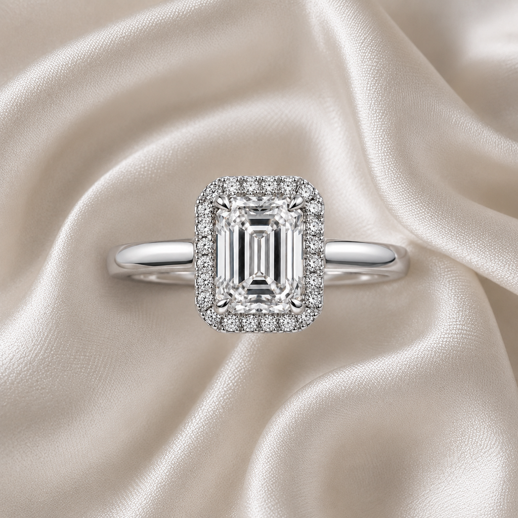 Halo Emerald Engagement Ring