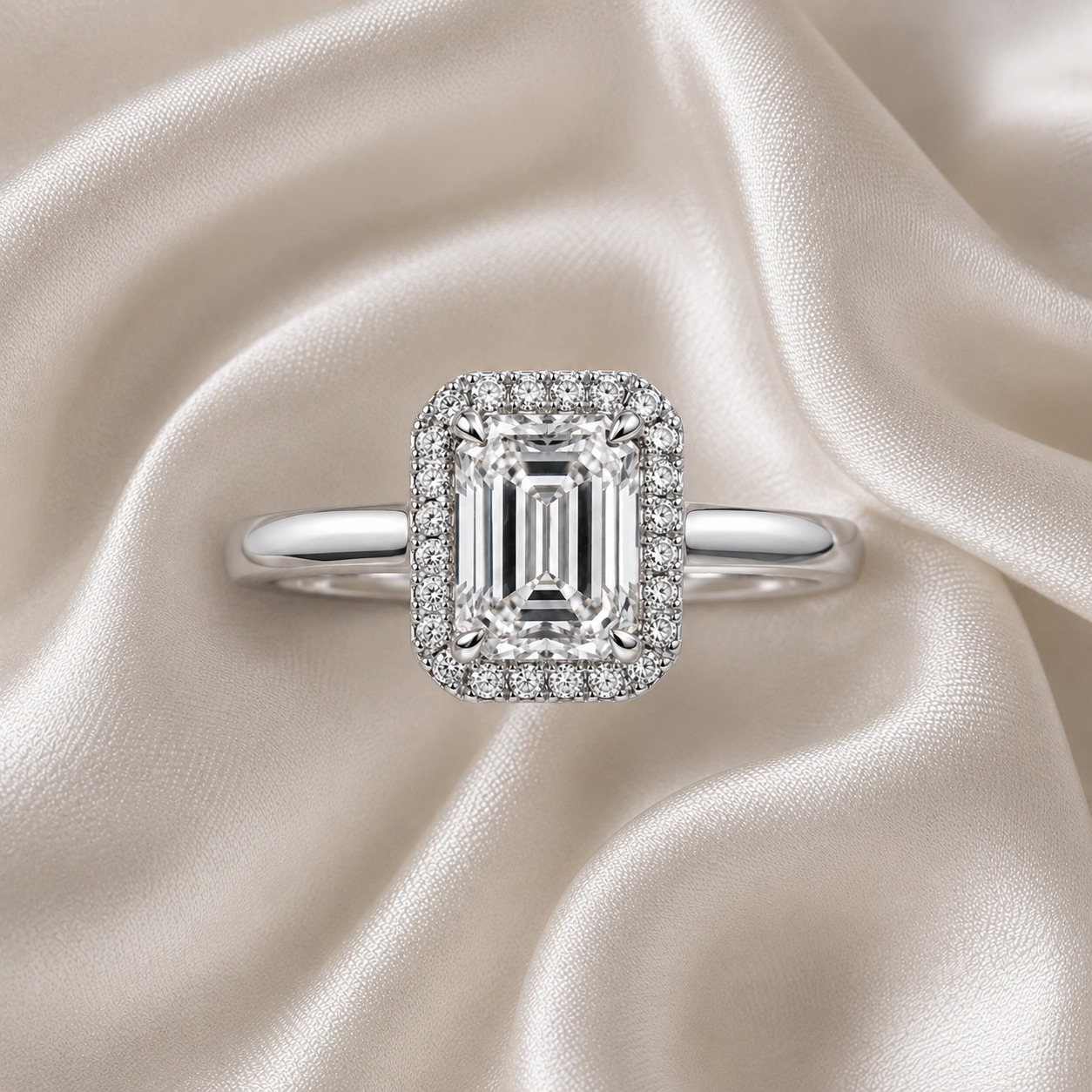 Halo Emerald Engagement Ring