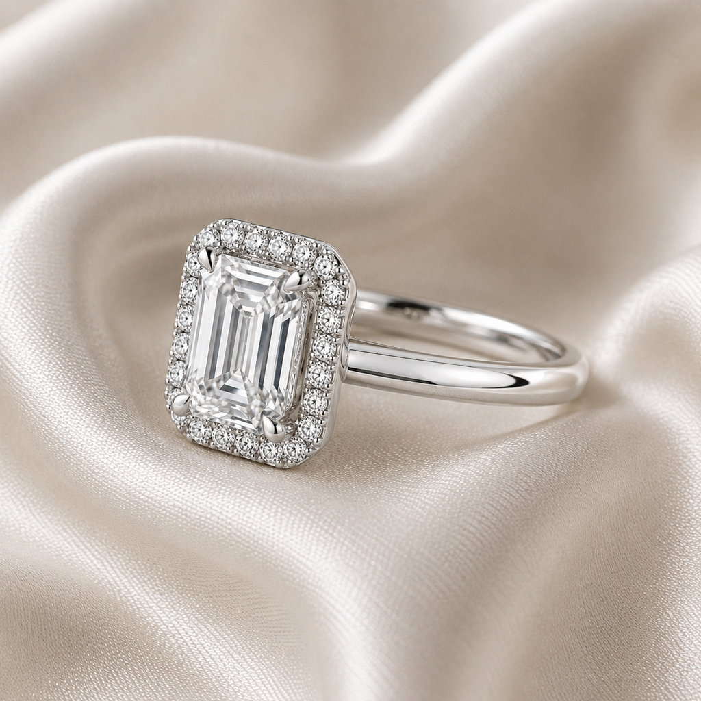 Halo Emerald Engagement Ring