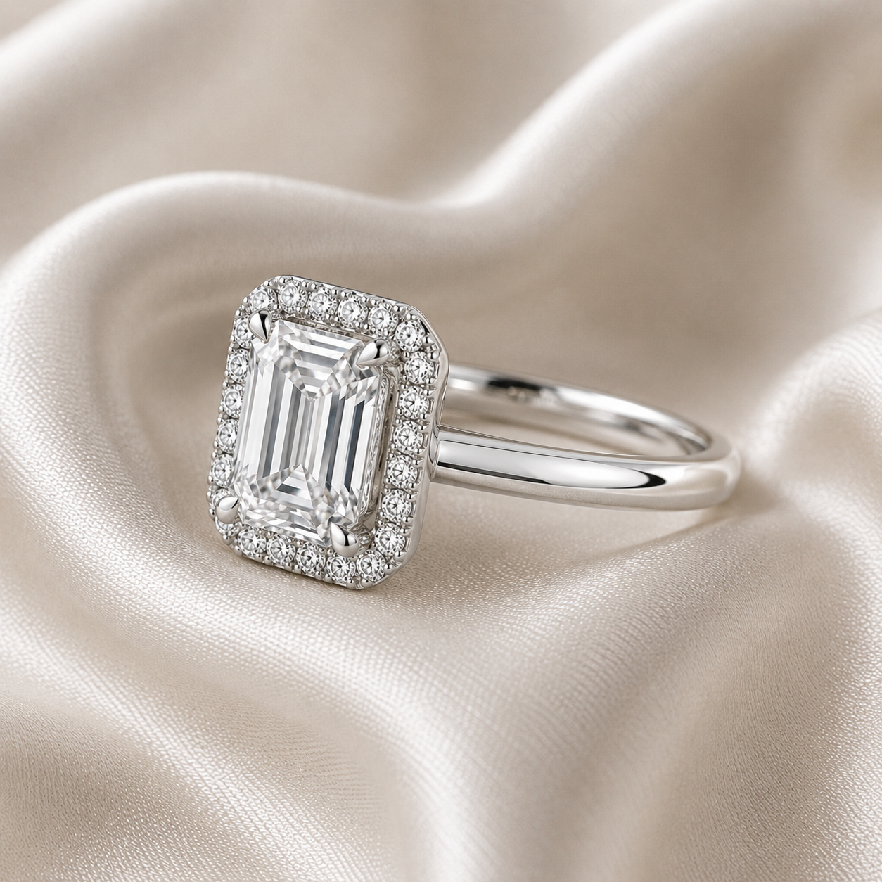 Halo Emerald Engagement Ring