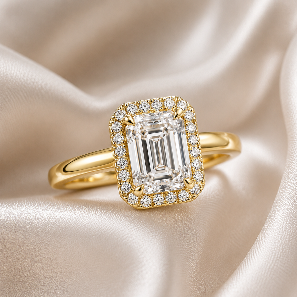 Halo Emerald Engagement Ring
