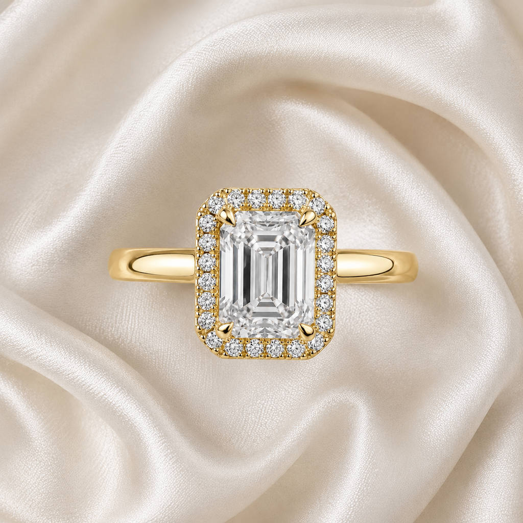 Halo Emerald Engagement Ring