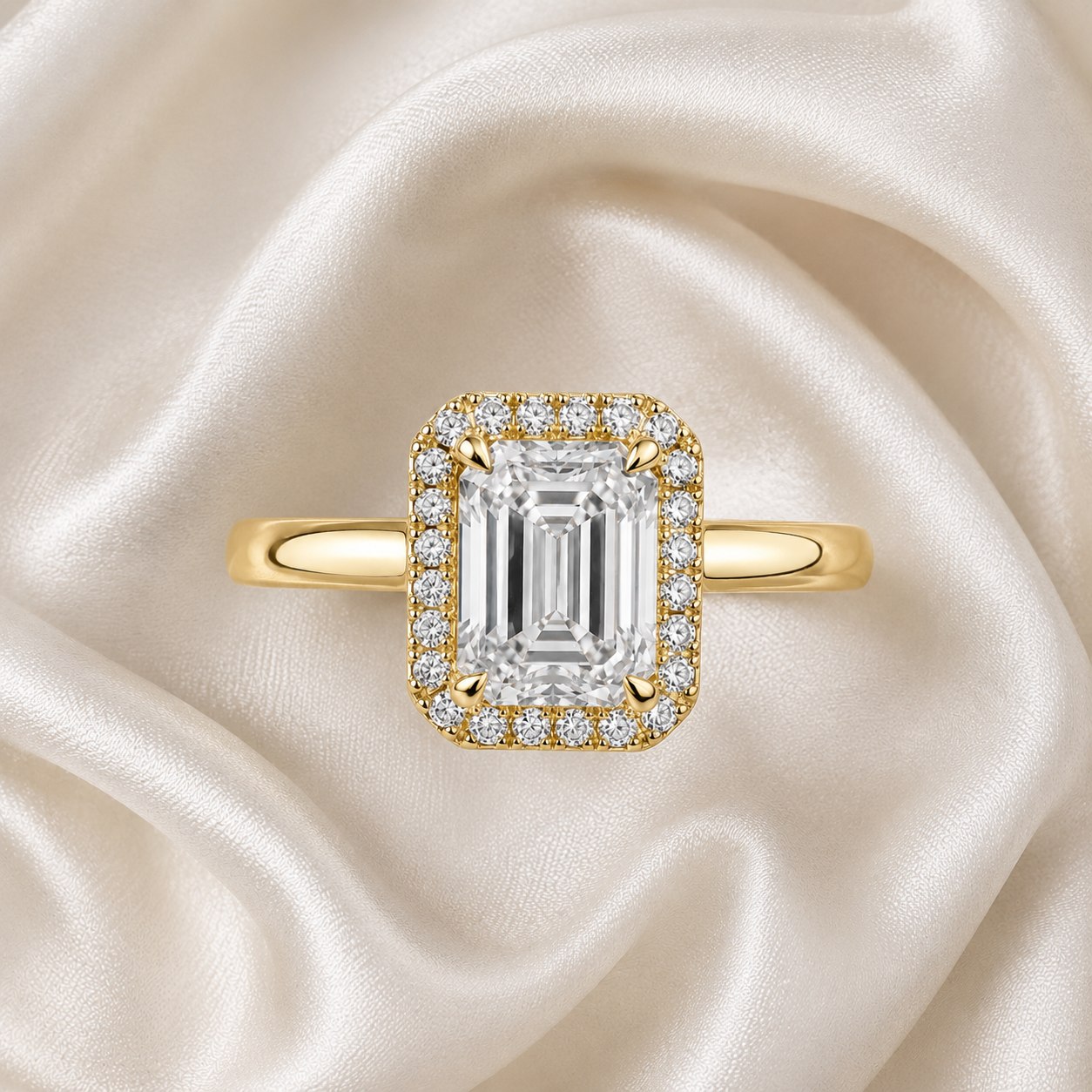 Halo Emerald Engagement Ring