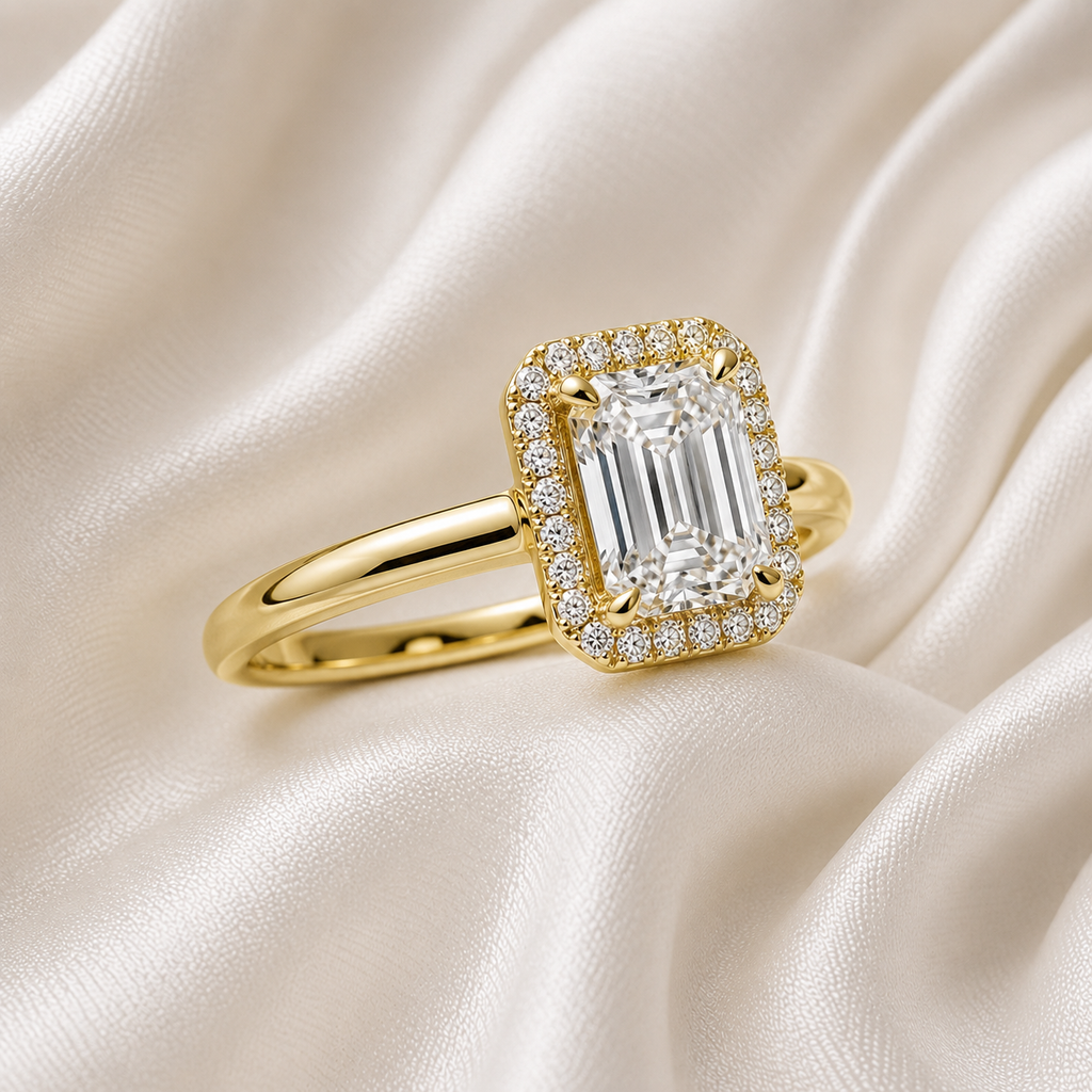 Halo Emerald Engagement Ring
