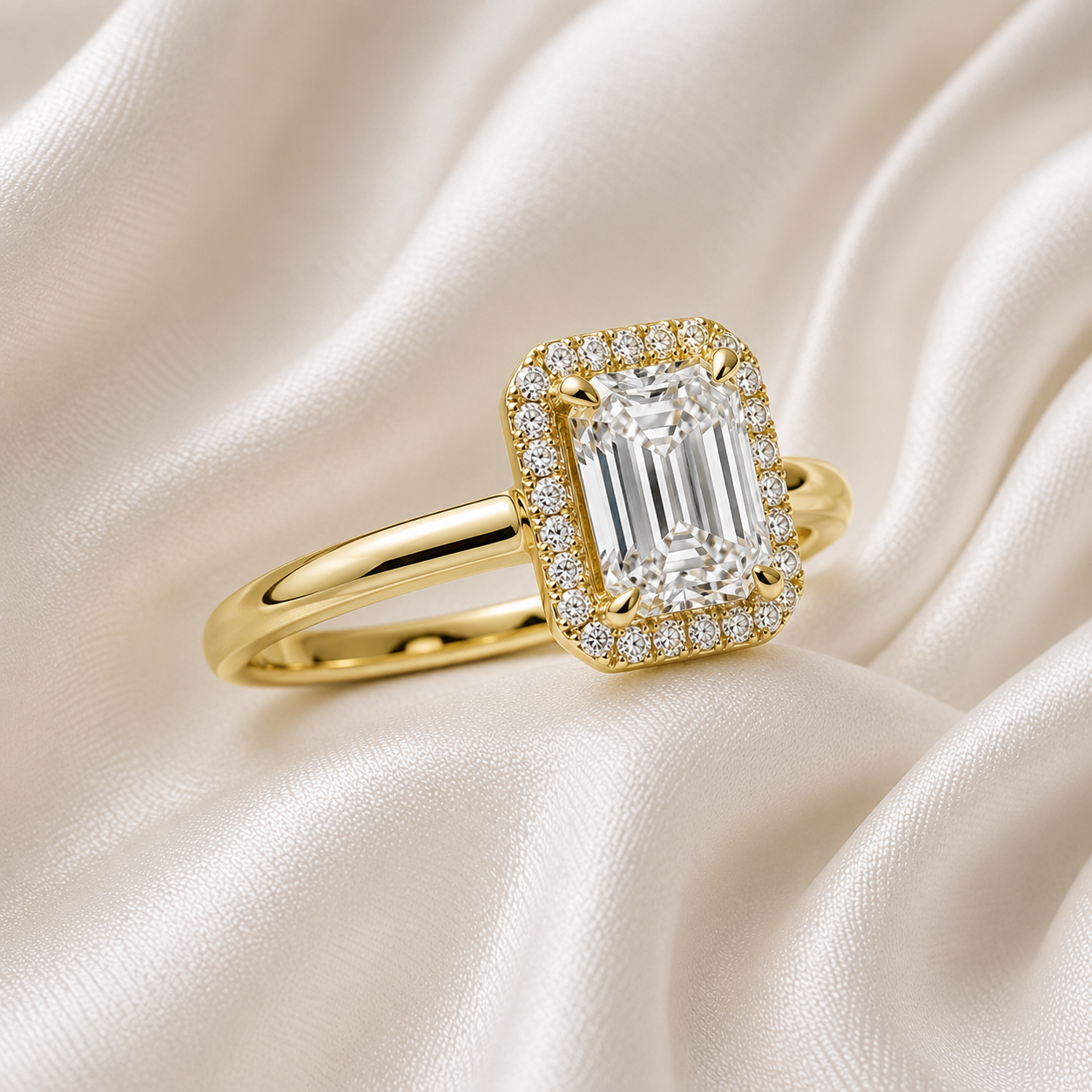 Halo Emerald Engagement Ring