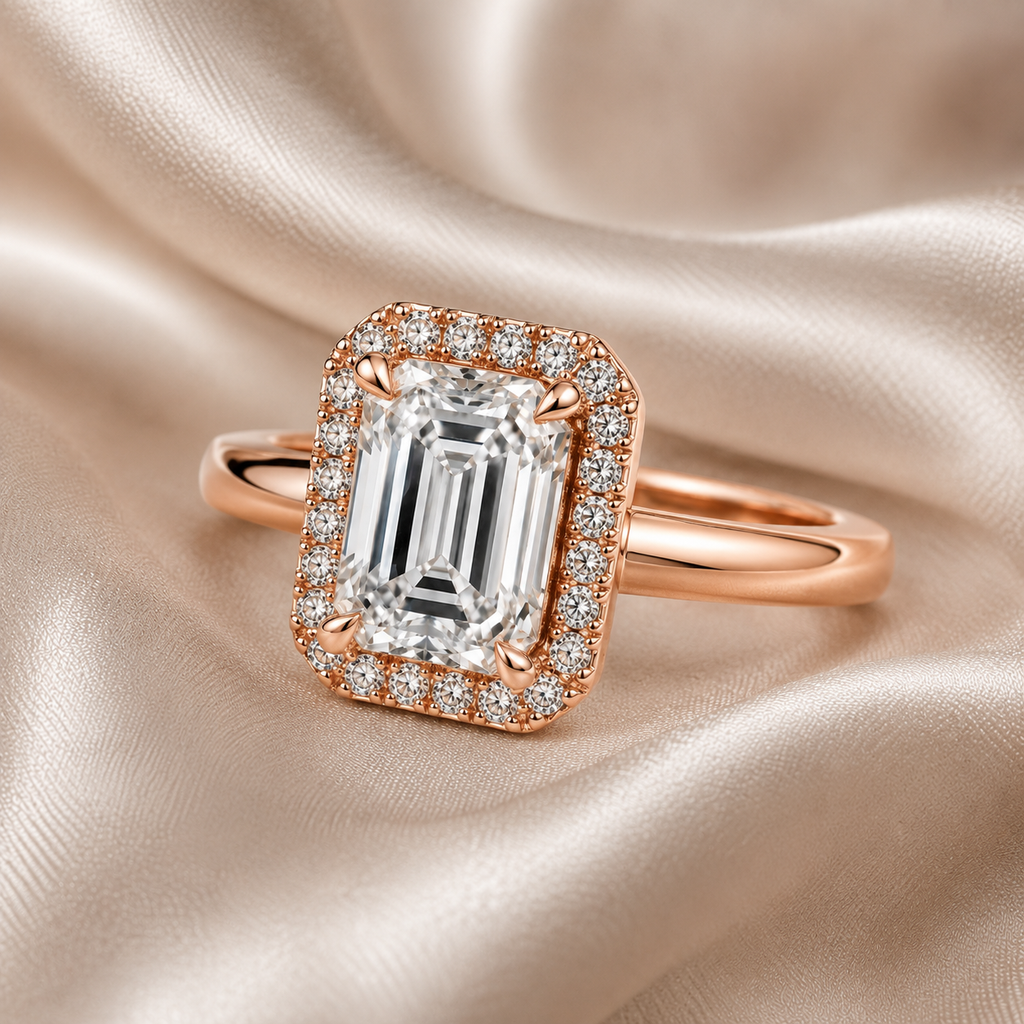 Halo Emerald Engagement Ring