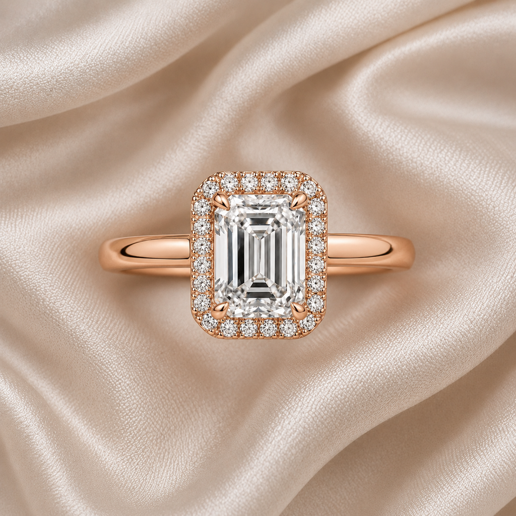 Halo Emerald Engagement Ring