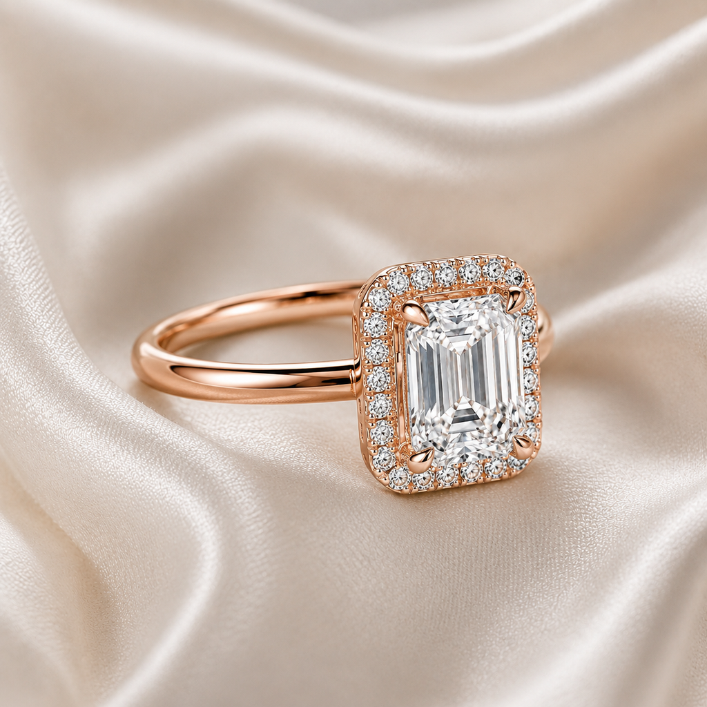 Halo Emerald Engagement Ring