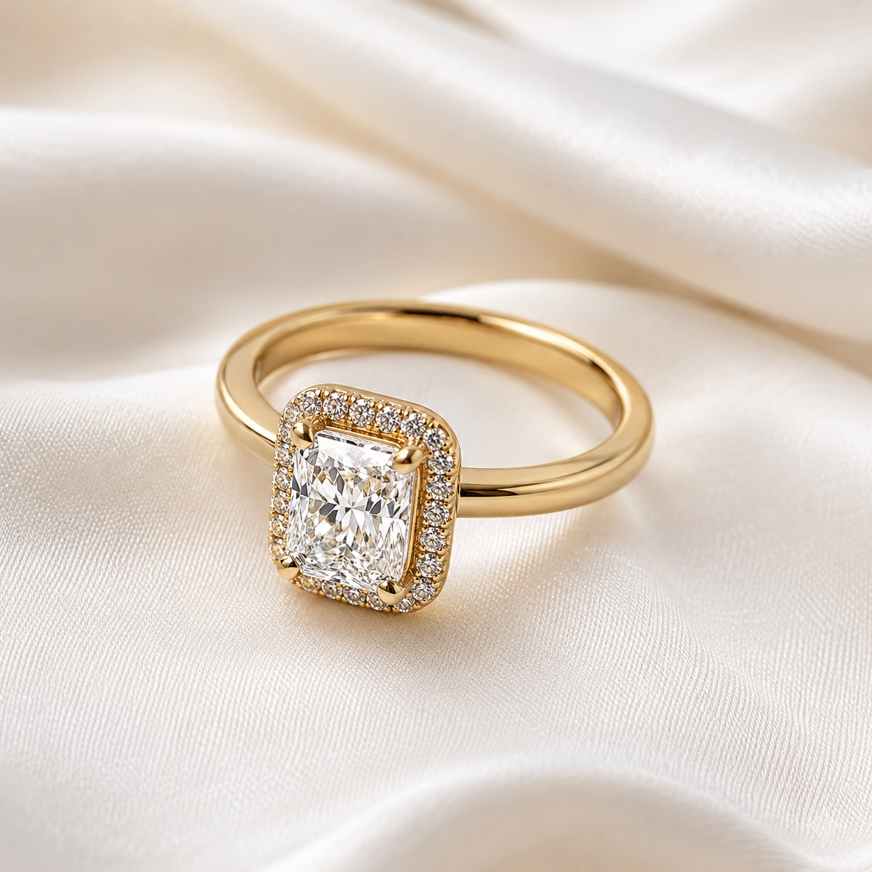 Halo Radiant Engagement Ring