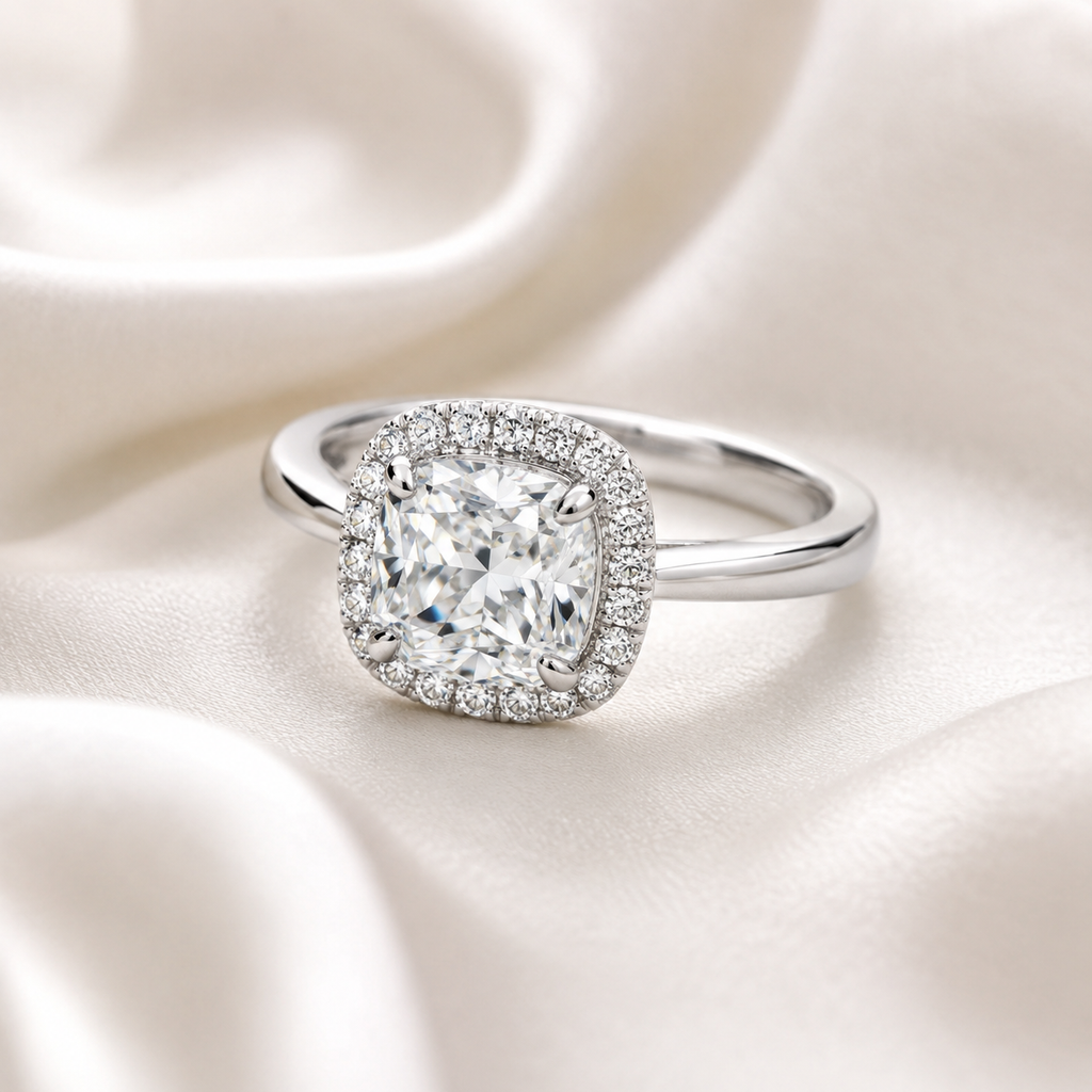 Halo Cushion Engagement Ring