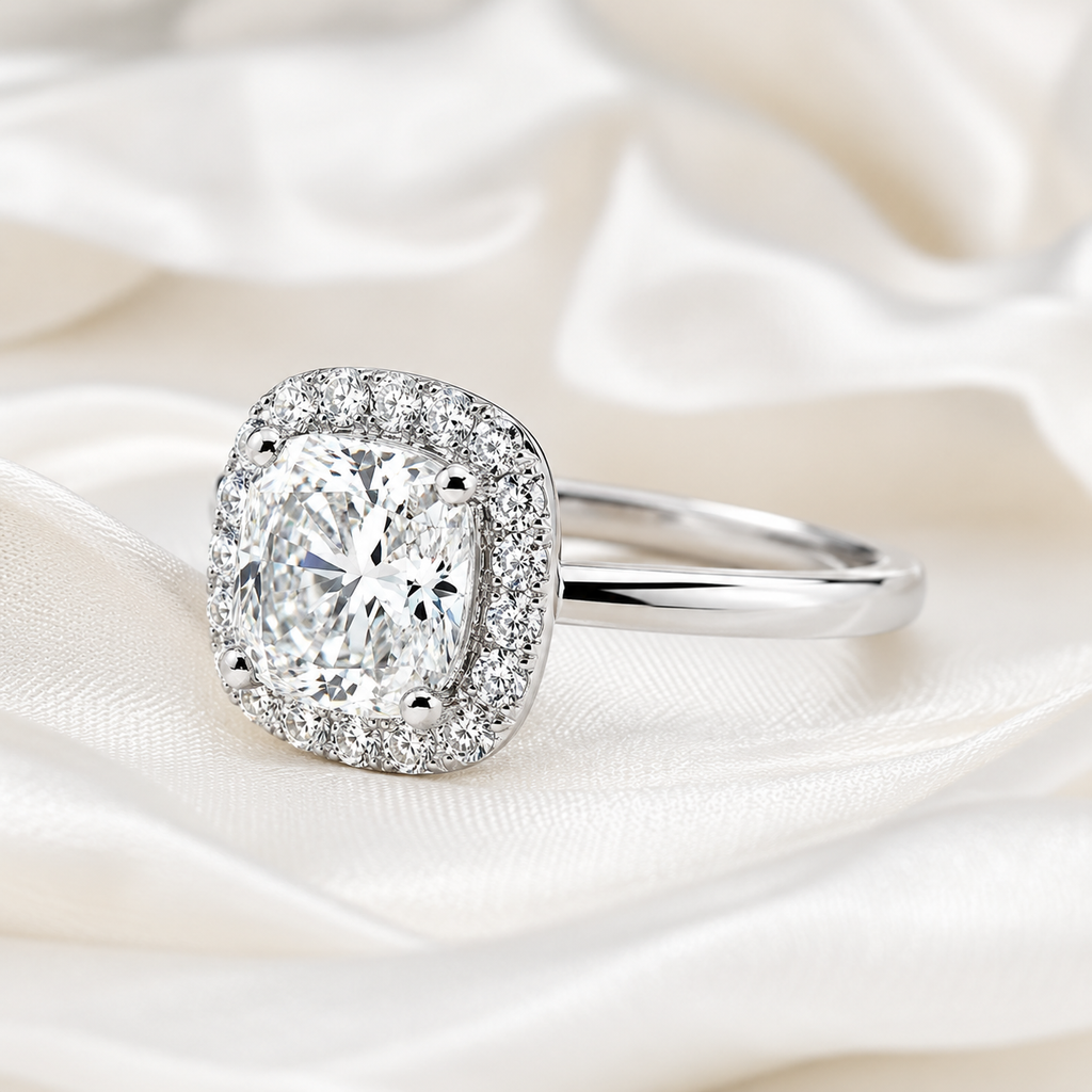 Halo Cushion Engagement Ring