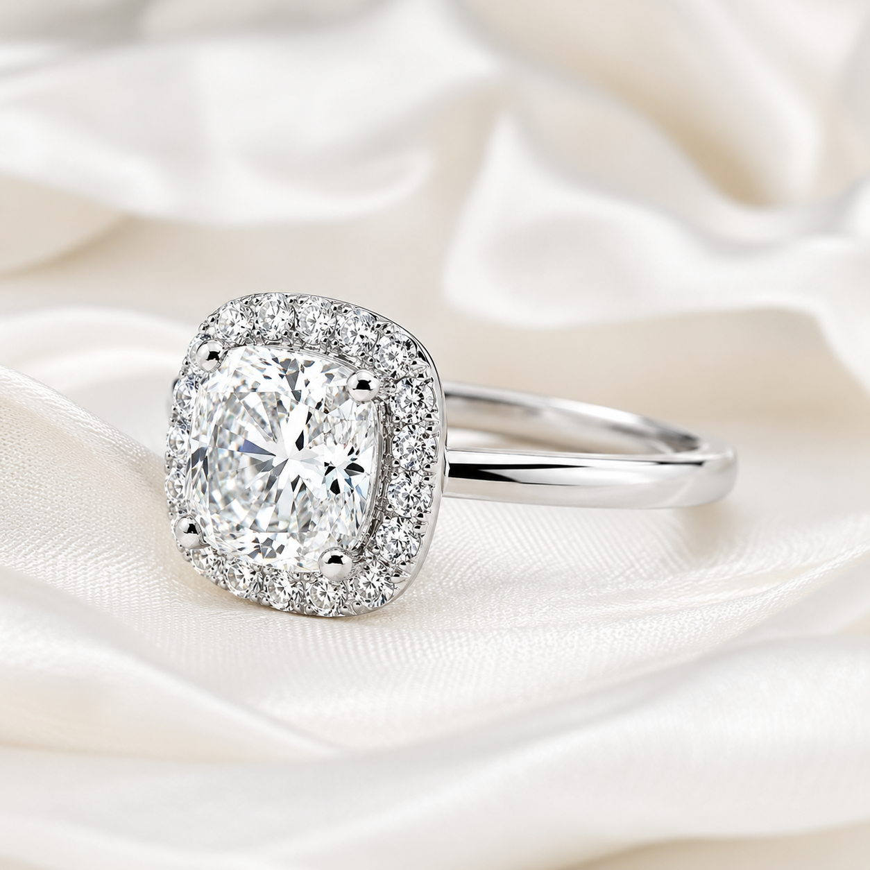 Halo Cushion Engagement Ring