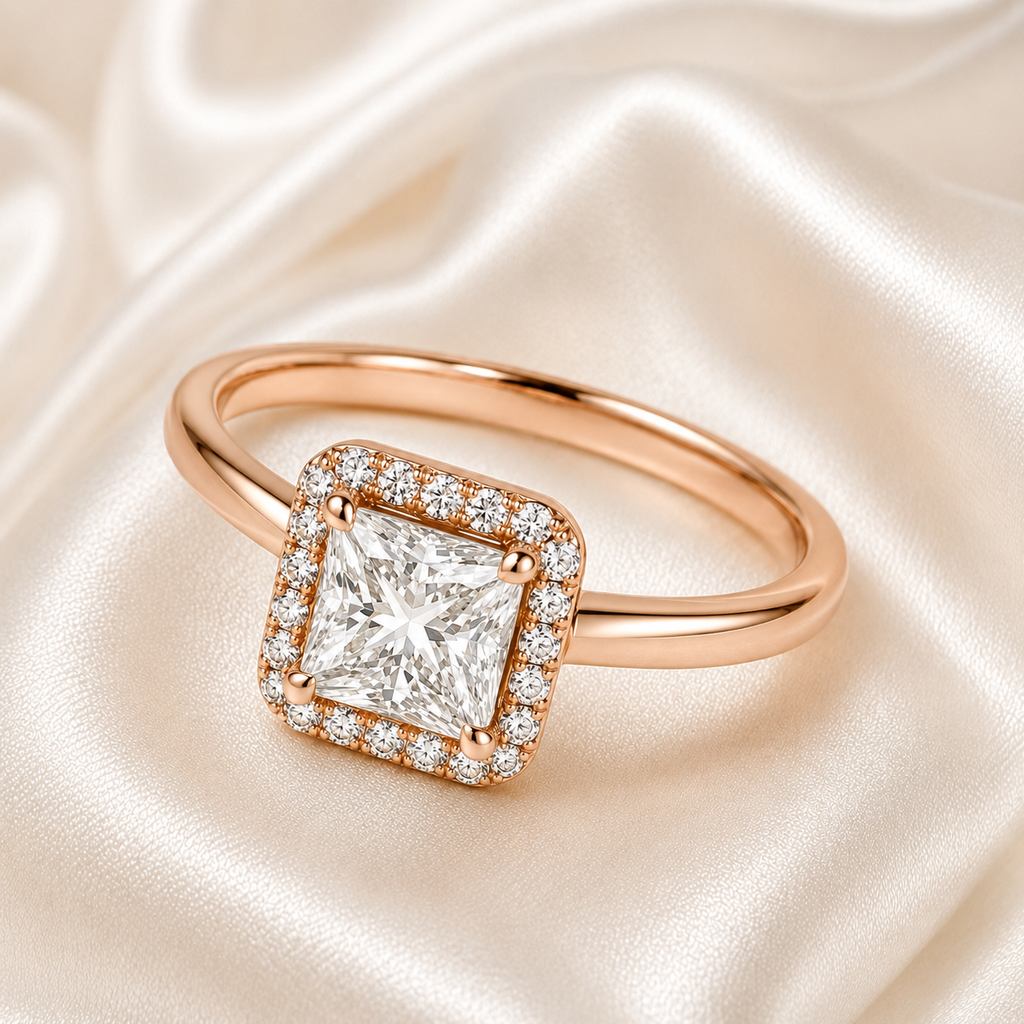Halo Princess Engagement Ring