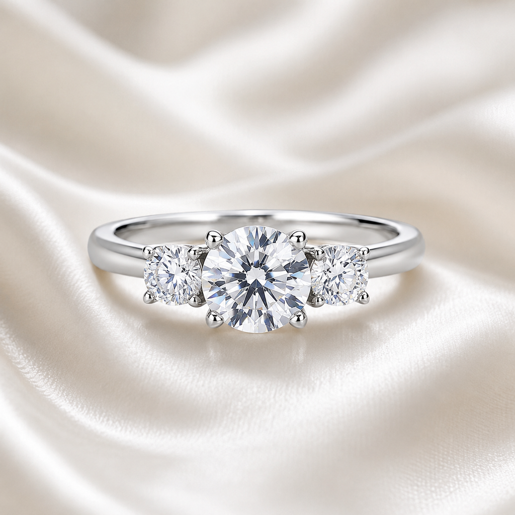 Three Stone Round Engagement Ring