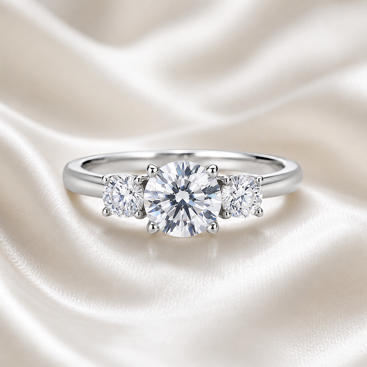 Three Stone Round Engagement Ring