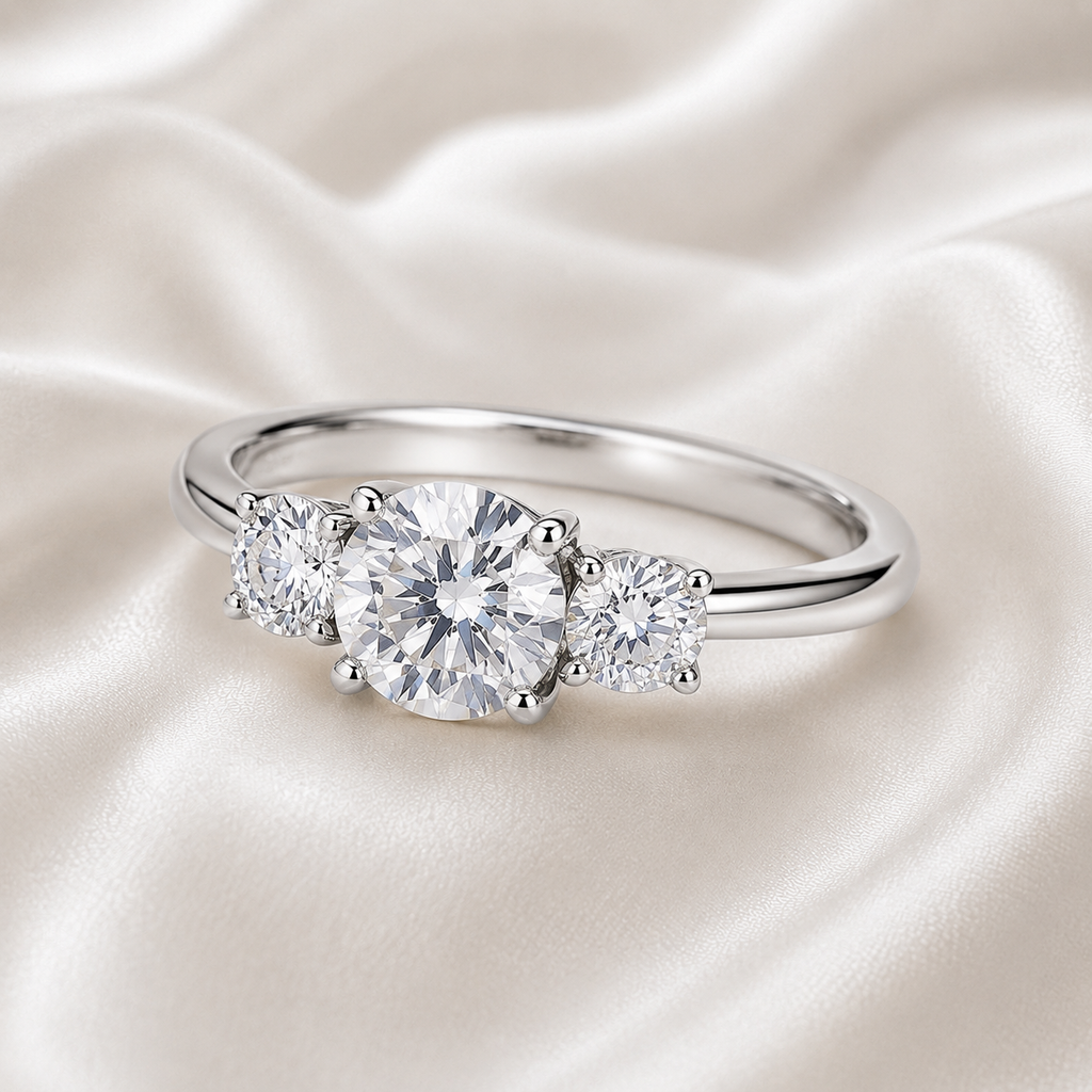 Three Stone Round Engagement Ring