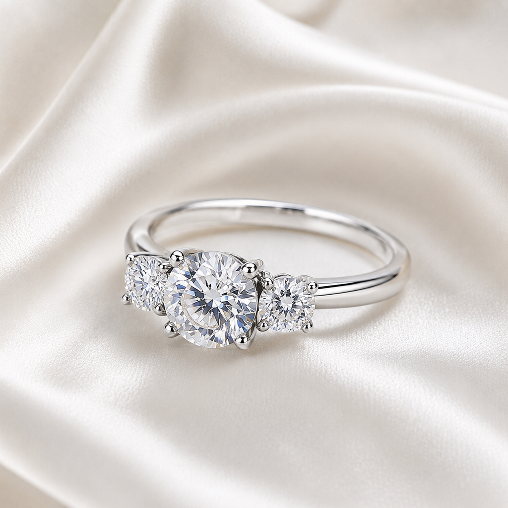 Three Stone Round Engagement Ring