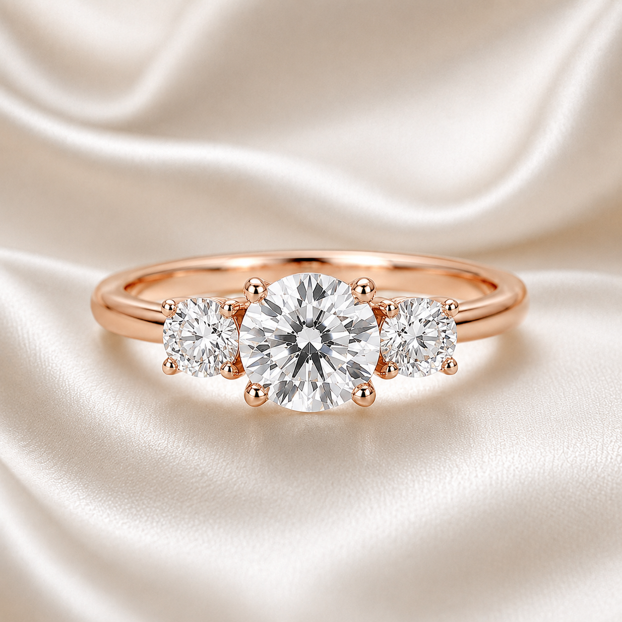 Three Stone Round Engagement Ring