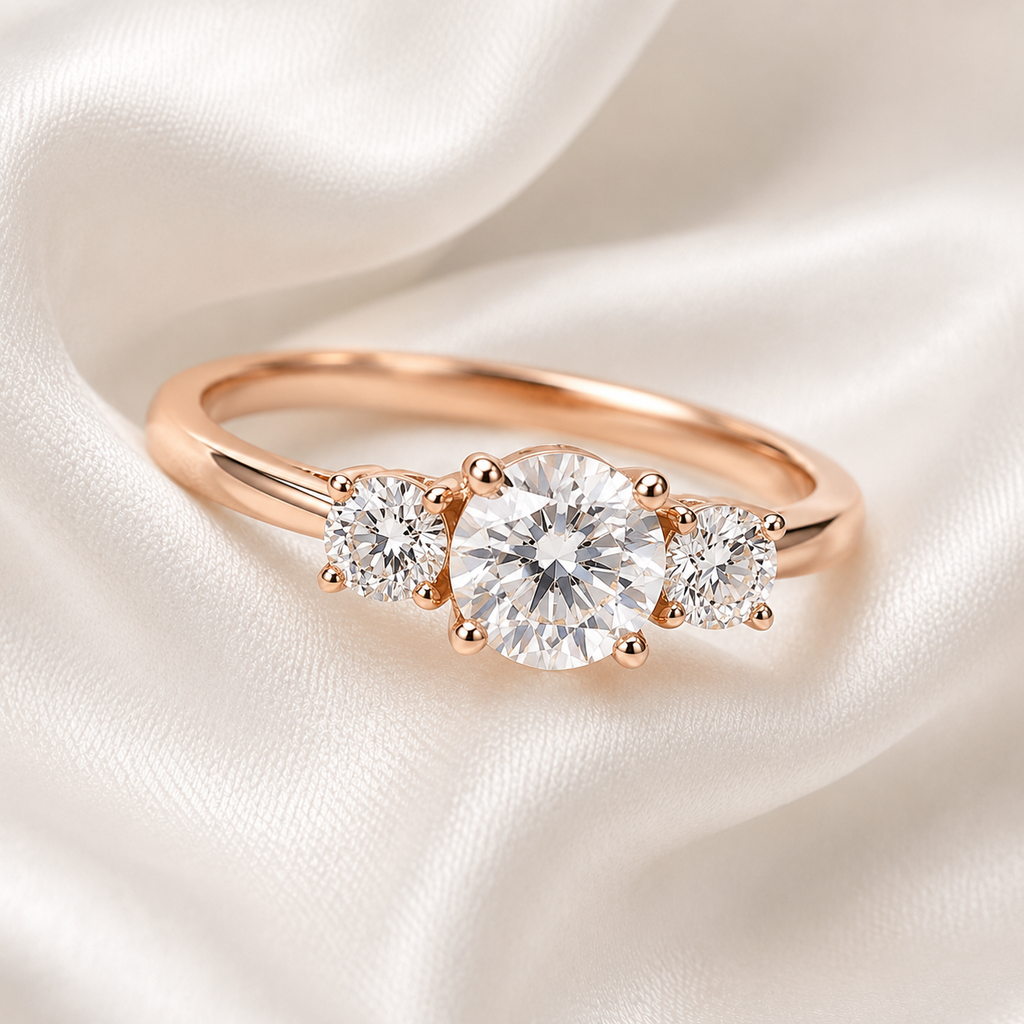 Three Stone Round Engagement Ring