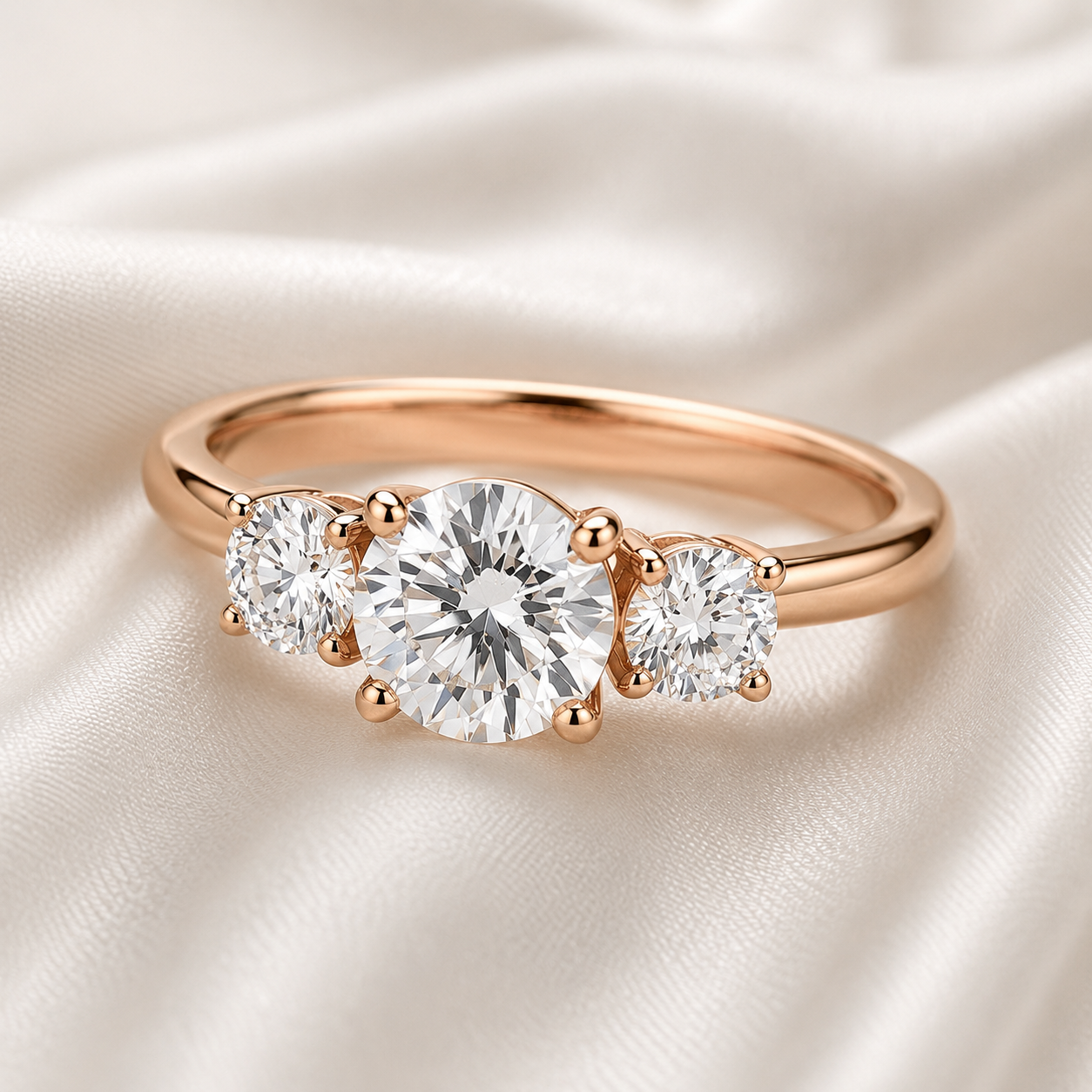 Three Stone Round Engagement Ring