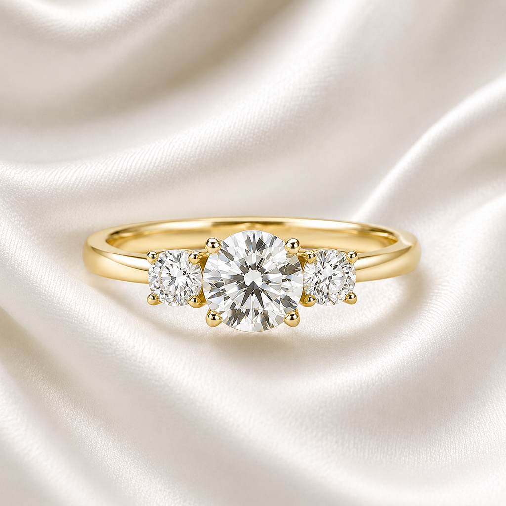 Three Stone Round Engagement Ring