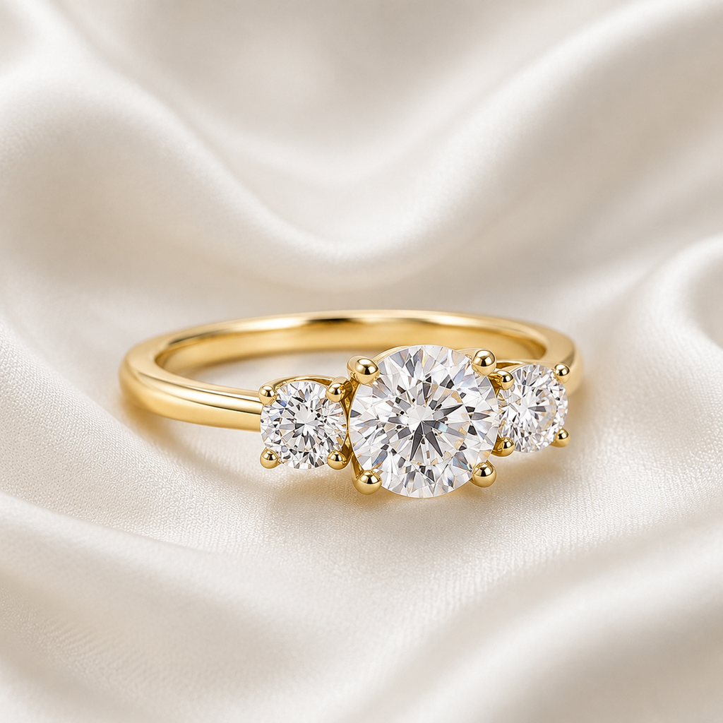 Three Stone Round Engagement Ring