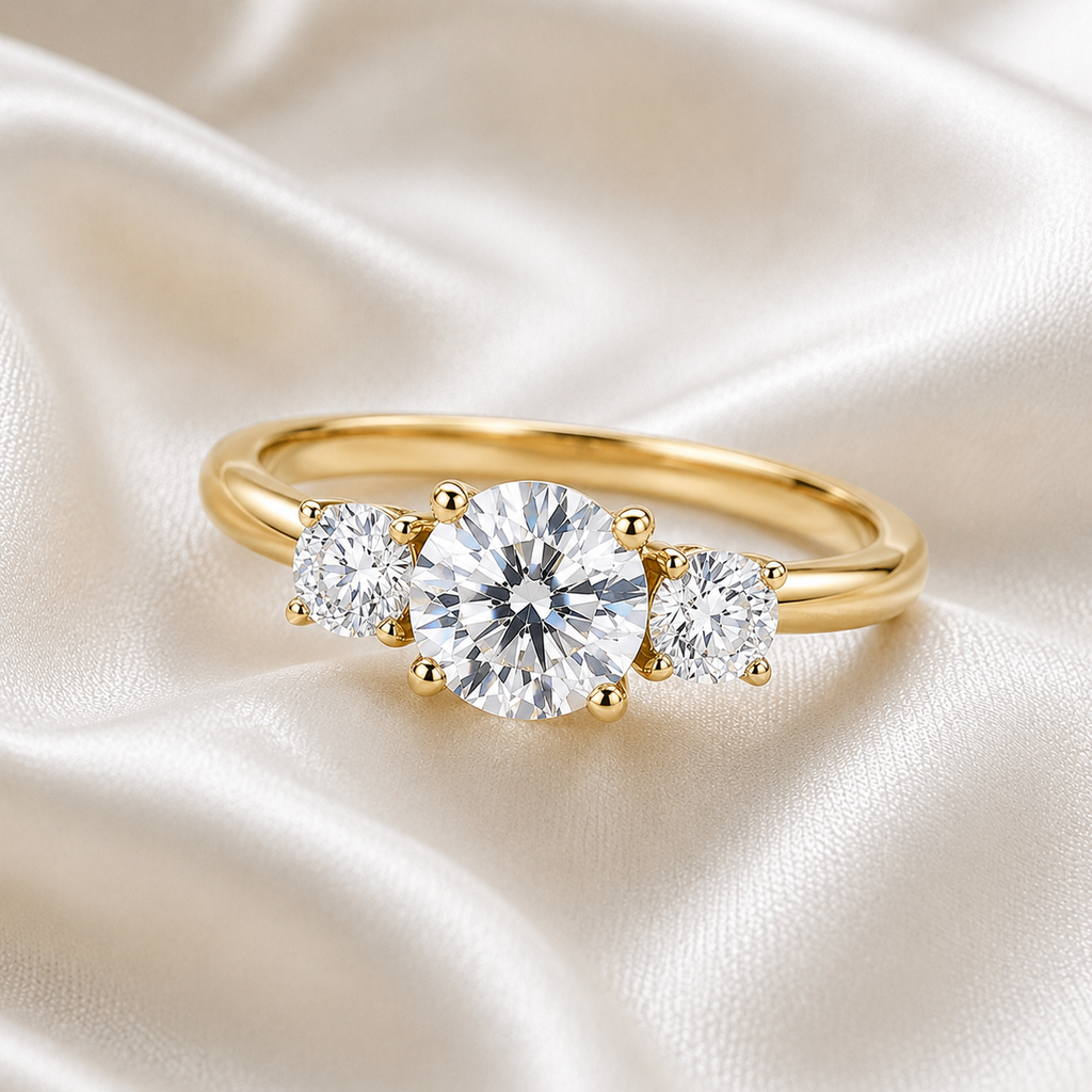 Three Stone Round Engagement Ring