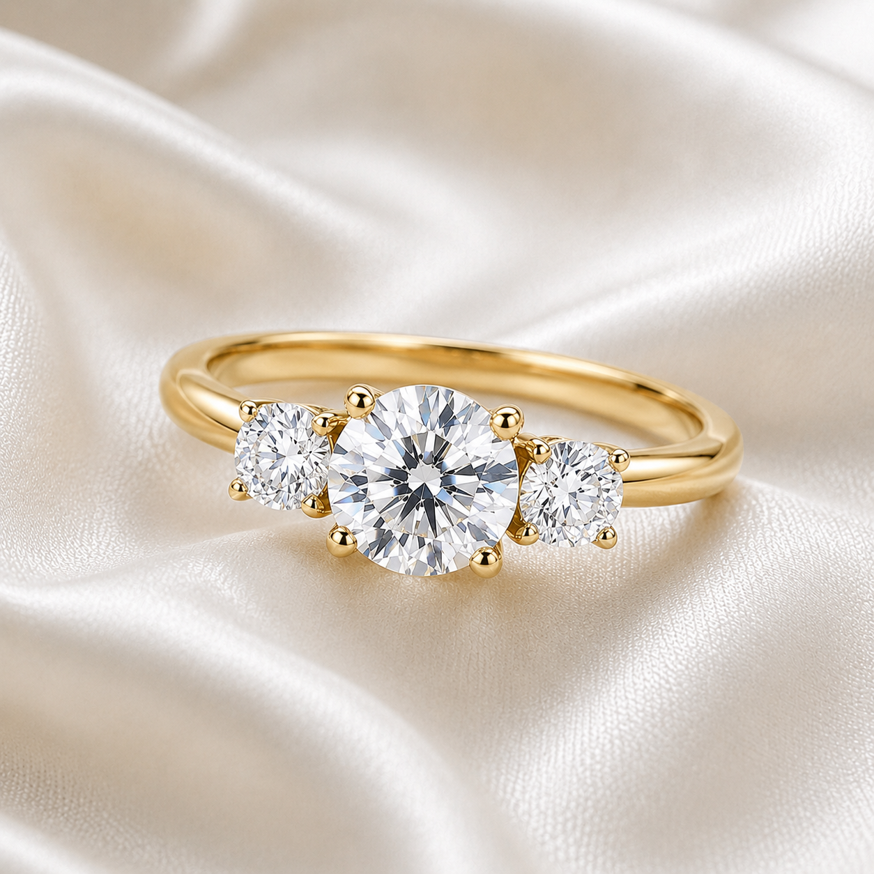 Three Stone Round Engagement Ring