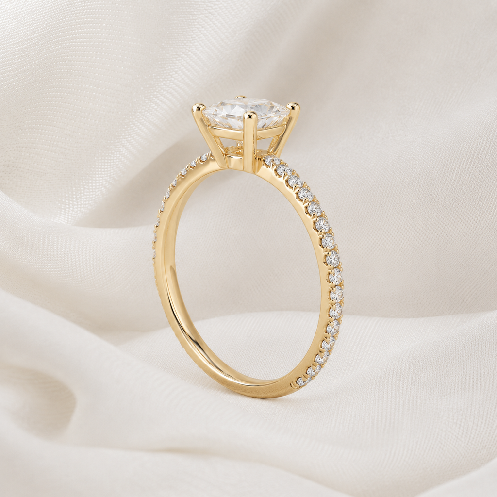 Princess Diamond Pavé Engagement Ring | IGI Certified Lab-Grown | 1–5 CT | 14K & 18K Gold, Platinum