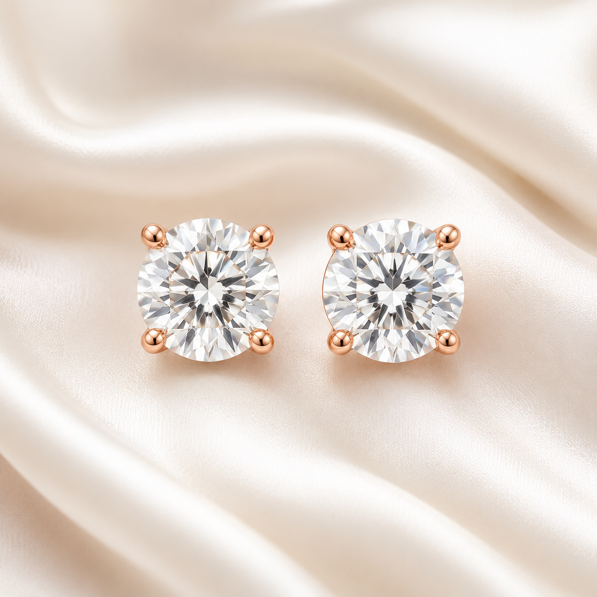 Round Cut 4-Prong Martini Diamond Stud Earrings | IGI Certified Lab-Grown | 14K & 18K Gold, Platinum