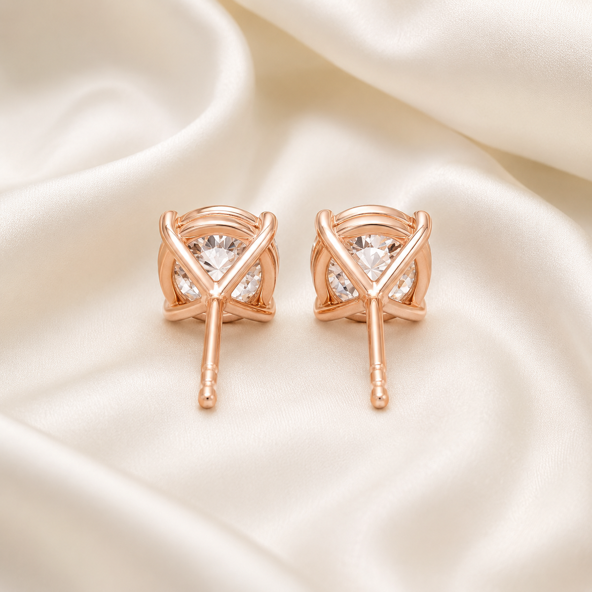 Round Cut 4-Prong Martini Diamond Stud Earrings | IGI Certified Lab-Grown | 14K & 18K Gold, Platinum