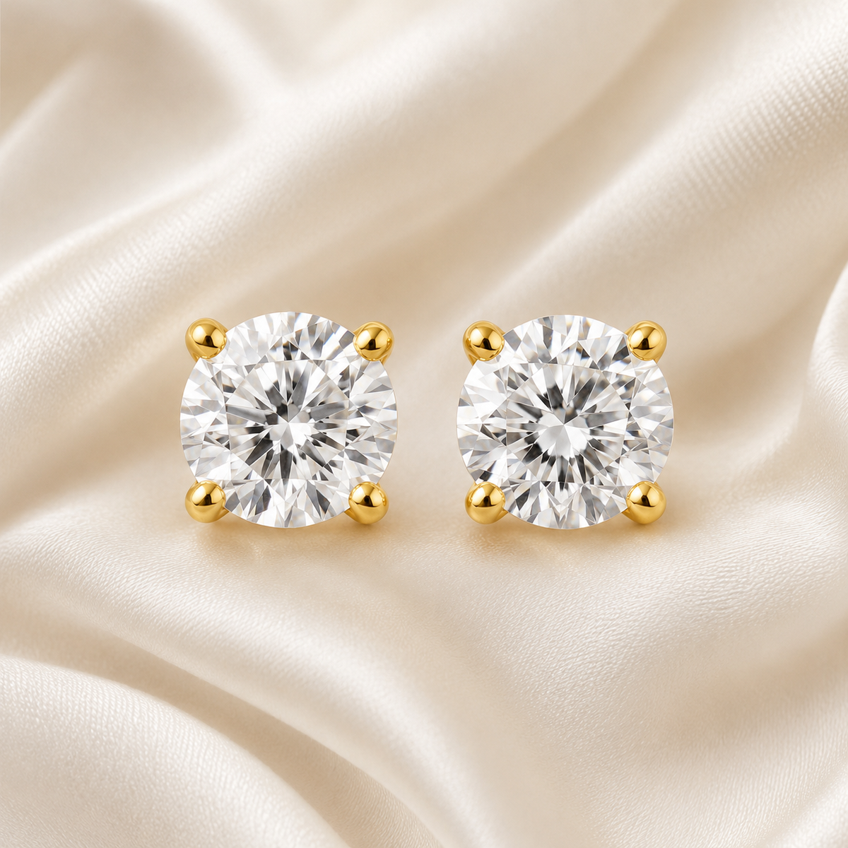Round Cut 4-Prong Martini Diamond Stud Earrings | IGI Certified Lab-Grown | 14K & 18K Gold, Platinum