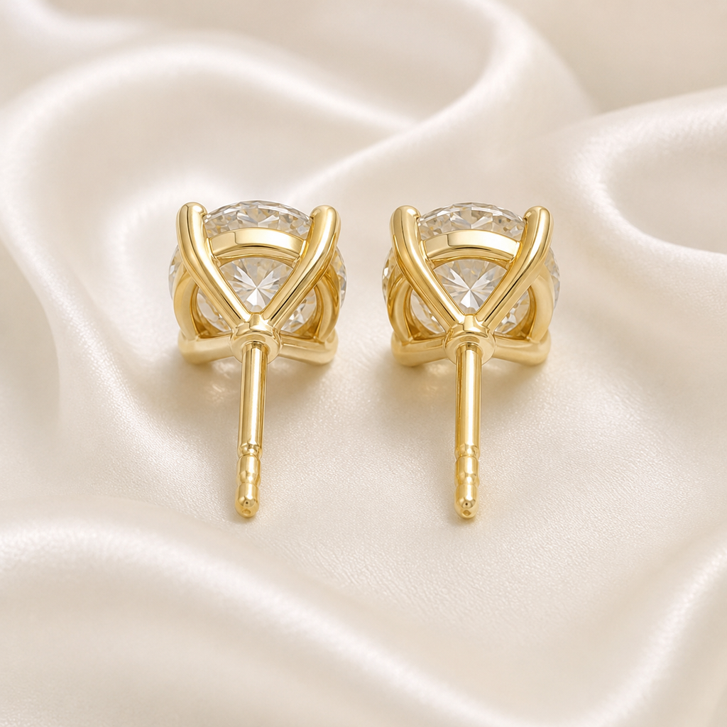 Round Cut 4-Prong Martini Diamond Stud Earrings | IGI Certified Lab-Grown | 14K & 18K Gold, Platinum