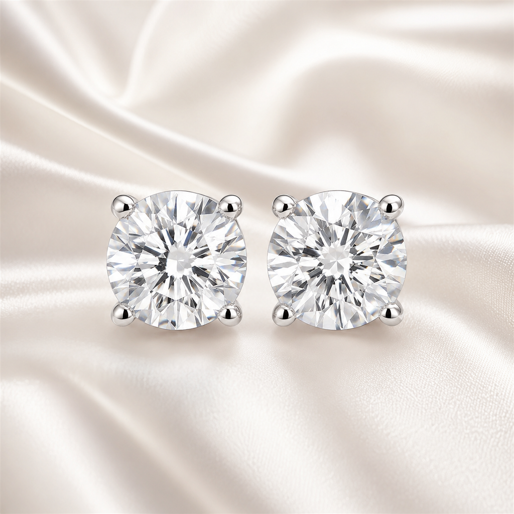 Round Cut 4-Prong Martini Diamond Stud Earrings | IGI Certified Lab-Grown | 14K & 18K Gold, Platinum