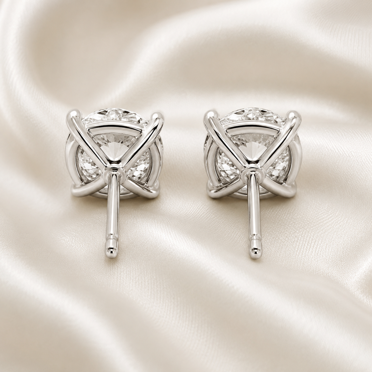 Round Cut 4-Prong Martini Diamond Stud Earrings | IGI Certified Lab-Grown | 14K & 18K Gold, Platinum