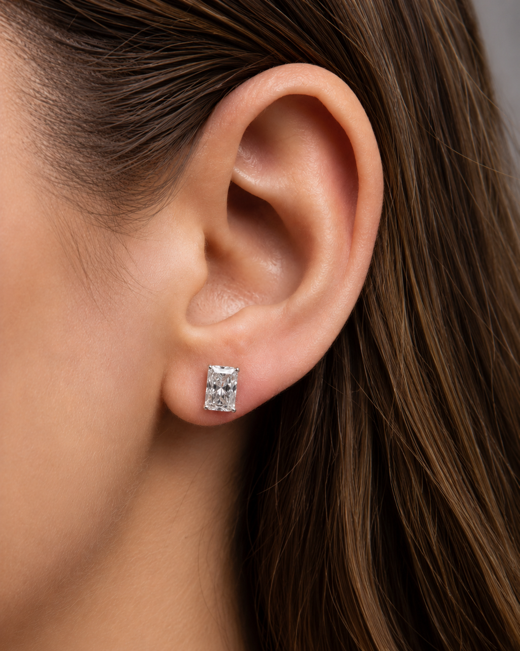 Radiant Cut 4-Prong Martini Diamond Stud Earrings | IGI Certified Lab-Grown | 14K & 18K Gold, Platinum