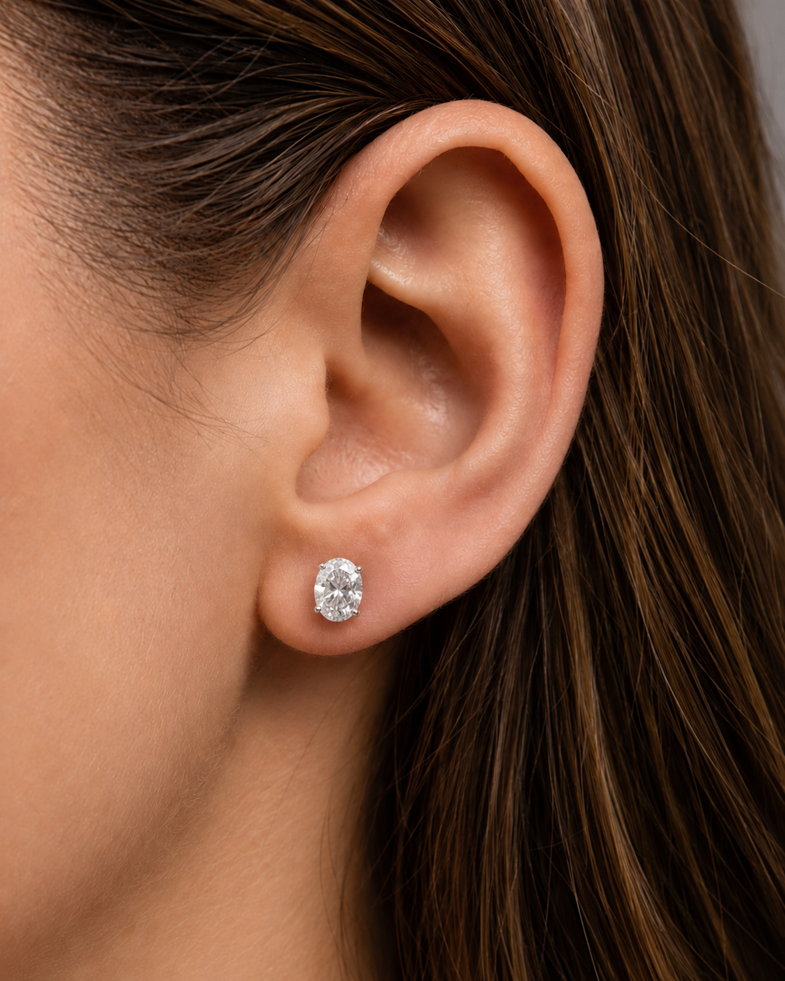 Oval Cut 4-Prong Martini Diamond Stud Earrings | IGI Certified Lab-Grown | 14K & 18K Gold, Platinum