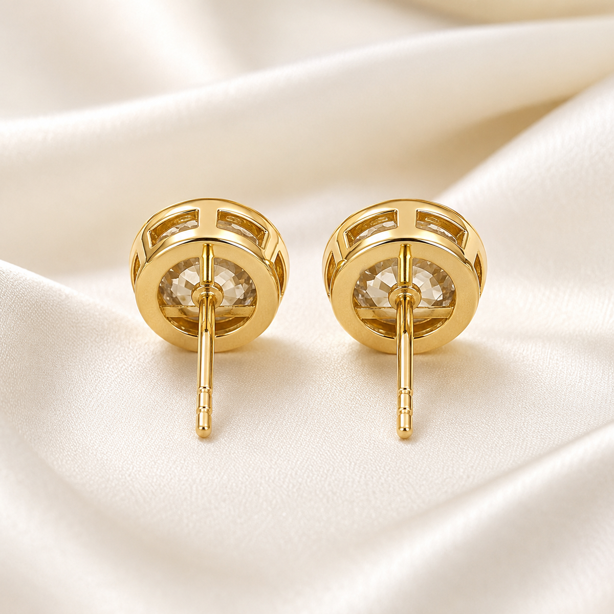 Bezel-Set Round Diamond Stud Earrings | IGI Certified Lab-Grown | 14K & 18K Gold, Platinum