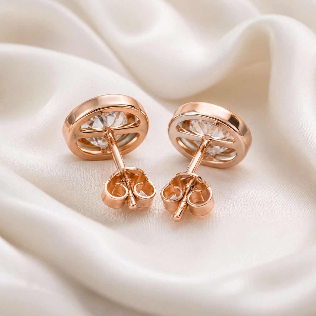 Bezel-Set Oval Diamond Stud Earrings | IGI Certified Lab-Grown | 14K & 18K Gold, Platinum
